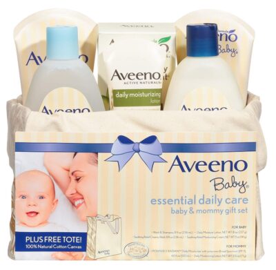 this is an image of a essential daily care baby & mommy gift set. 