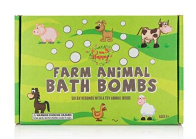 this is an image of a farm animal bath bombs gift set for kids. 