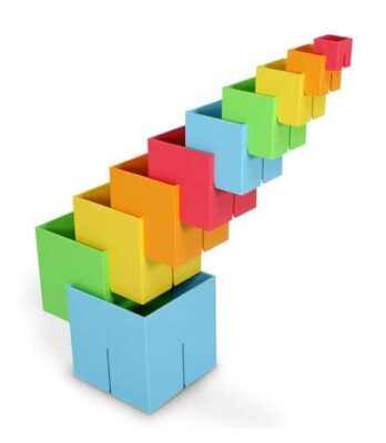 This is an image of a 10 piece colorful cubes by Fat Brain Toys. 