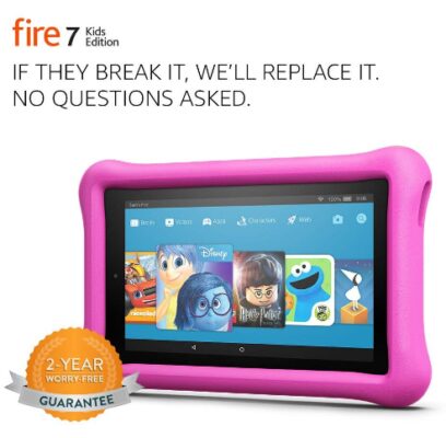 This is an image of Fire 7 kids edition tablet in punk color