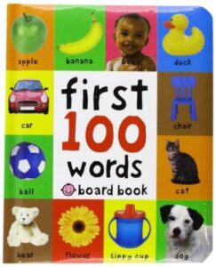 toddler book with first 100 words on it