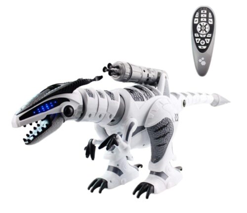 this is an image of a walking, dancing and singing RC robot dinosaur for kids ages 5 and up. 