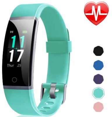 This is an image of sister's fitness tracker watch in turquoise color