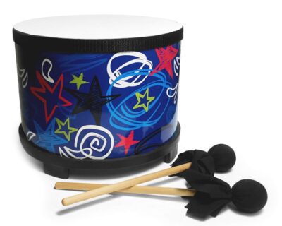 this is an image of a floor tom with mallets for little kids.