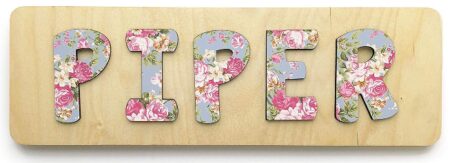 Floral Wooden Name Puzzle, Personalized Gift for One or Two Year Old Girl, Handmade in the USA