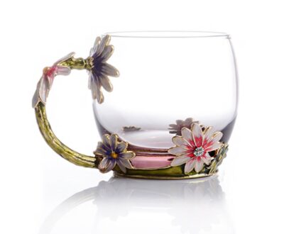 This is an image of a pink flower tea mug. 