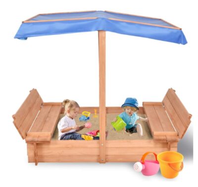 this is an image of a foldable cabana sandbox t for kids. 