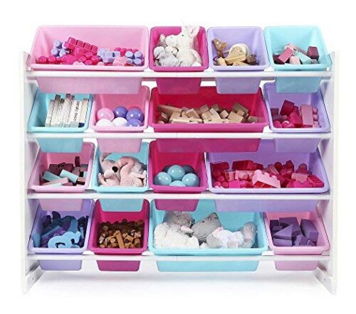 this is an image of a forever collection wood toy storage organizer for kids. 