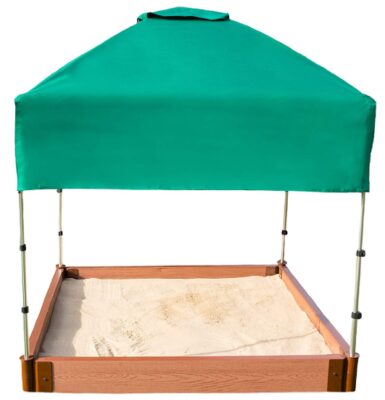 this is an image of a square sandbox kit with canopy. 