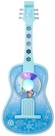 This is an image of girl's frozen guitar with songs features in blue colors