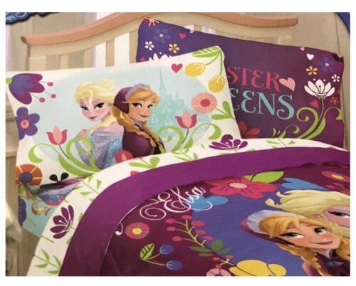 this is an image of a Frozen twin sheet set for kids. 