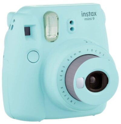 Fujifilm instax mini 9 camera with fuji instant film in blue color