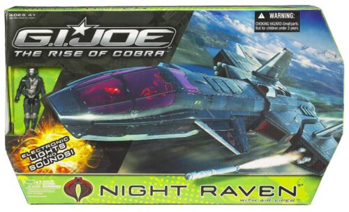 this is an image of G.I. Joe night raven with air viper vehicle.