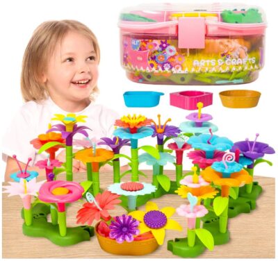 This is an image of girl's flower garden building bouquet sets in multi-colors