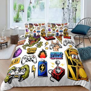 Game Theme Duvet Cover Set Game Console Gamepad Monster Comforter Cover for Kids