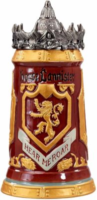 This is an image of a House Lannister beer stain by Game of Thrones. 