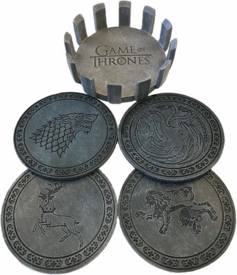 This is an image of a 4 set Game of Thrones coaster. 