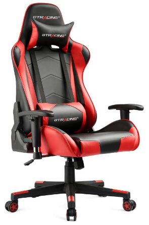 This is an image of teen's gaming chair racing office in black and red colors