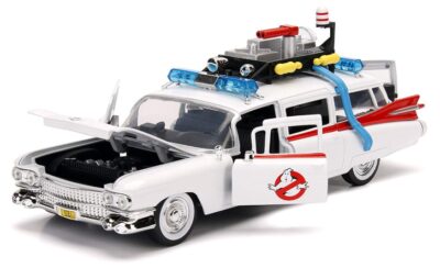 this is an image of a Ghostbusters Ecto-1 vehicle toy for kids.