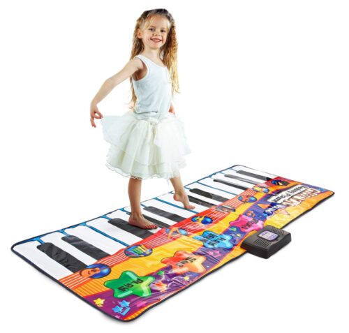 this is an image of a gigantic keyboard playmat for kids. 