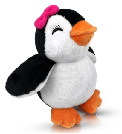 This is an image of a cute penguin stuffed toy. 