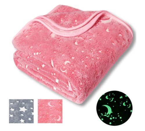 this is an image of a glow in the dark throw blanket for teens. 
