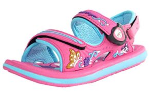 this is an image of a hot pink outdoor sandal for little kids. 