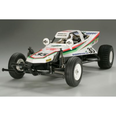 This is an image of a white grasshopper Rc Tamiya. 