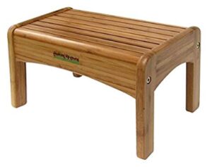 this is an image of a durable bamboo step stool with non-slip feet feature. 
