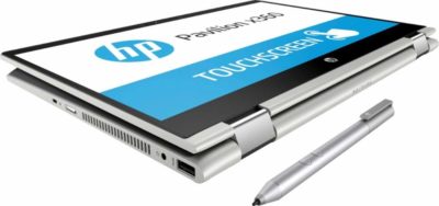 This is an image of an HP laptop with stylus pen. 