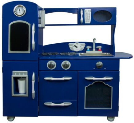 This is an image of navy retro toy kitchen