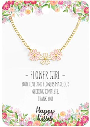 This is an image of girl's kisses flower girl necklace