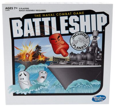 this is an image of a battleshio with planes board game for ages 7 and up. 