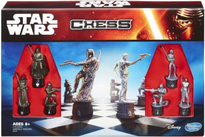 This is an image of a kid's chess board in Star Wars character. 
