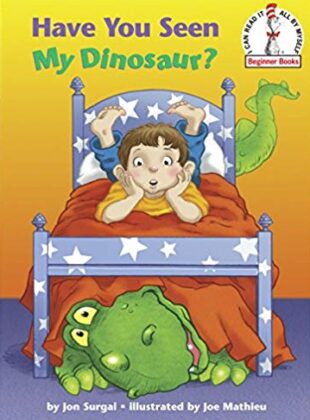 This is an image of kids story about a kid who see a dinosaur