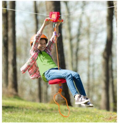 this is an image of a 80-foot zipline kit for kids. 