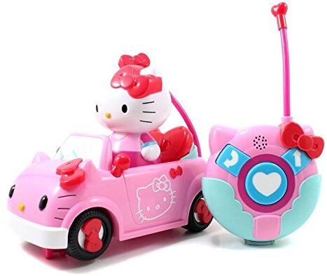 This is an image of pink Hello Kitty RC car toy