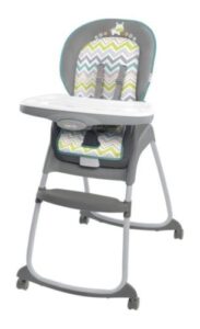 White and grey Ingenuity High Chair with zig-zag seat cover