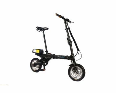 This is an image of a black aluminum folding ebike by HighWing. 