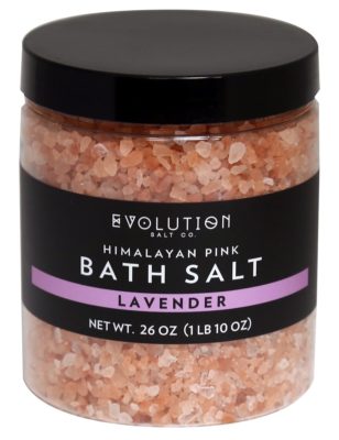 This is an image of a lavender himalayan bath salt by Evolution Salt. 