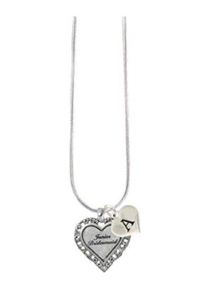 This is an image of a personalize silver necklace for junior bridesmaids. 