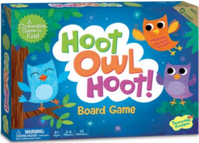 This is an image of a colorful owl board game by Peaceable Kingdom. 