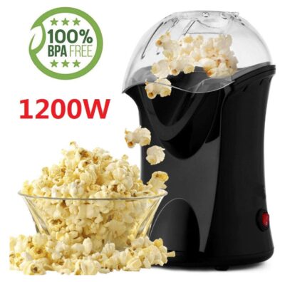 This is an image of a black hot air popcorn popper machine for kids. 