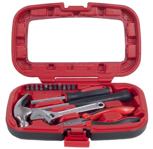 this is an image of a 15 piece household tool kit. 