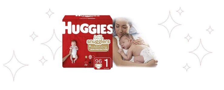This is an image of a giga jr. pack size 1 snugglers baby diaper. 