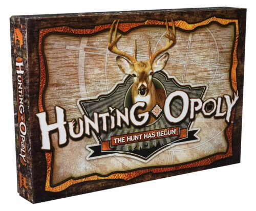 this is an image of a Hunting-opoly board game for kids. 