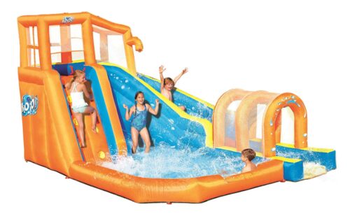 this is an image of a hurricane tunnel inflatable water park for the whole family.