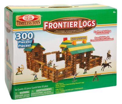 this is an image of a 300-piece classic wood building set with action figures for kids ages 4 and up. 