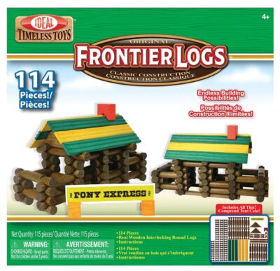 this is an image of a 114-piece classic wood building set for kids for ages 4 and up. 