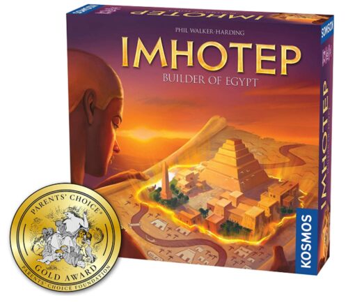 this is an image of a Imhotep Builder of Egypt board game for children 10 years and up.